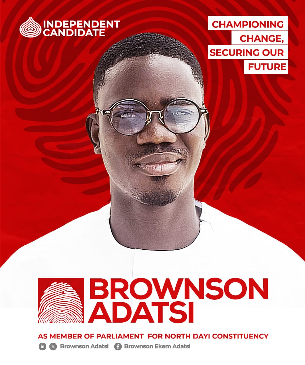 Adatsi Brownson Announces Candidacy for 2024 North Dayi Parliamentary Election as Independent Candidate